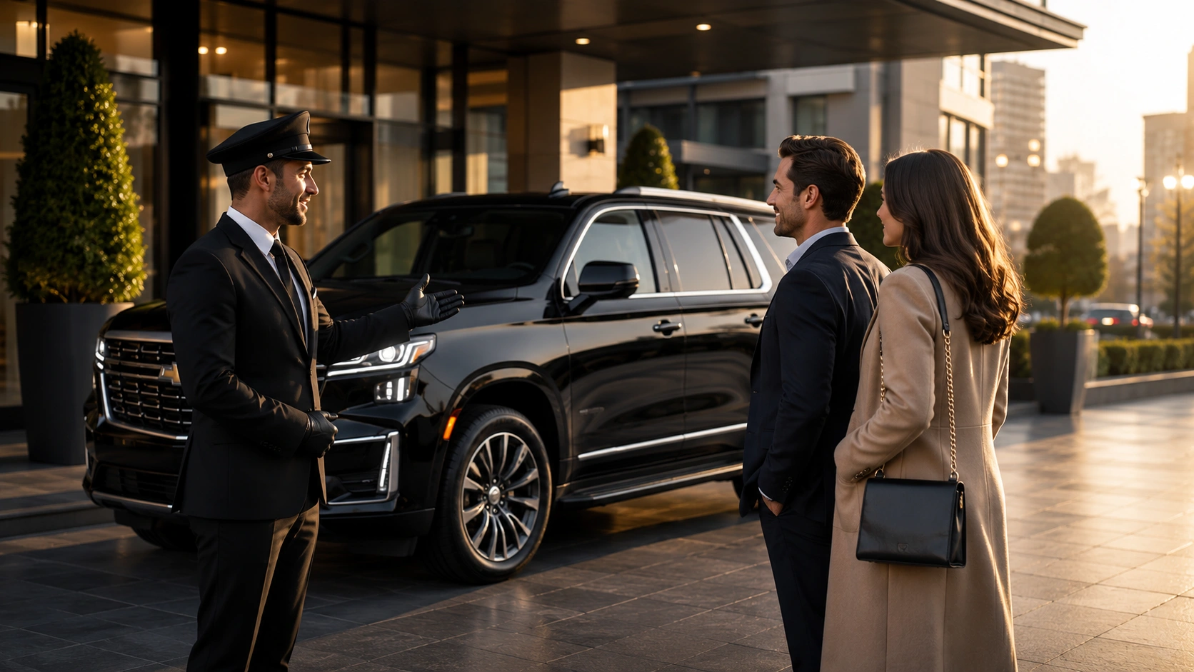 Chauffeur helping a client
